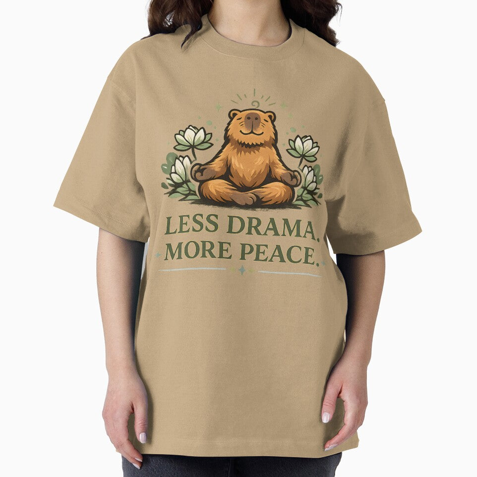 Less Drama More Peace Capybara Shirt – Mindfulness Retro Graphic Tee by  Artistry in Motion by MADsrecreation