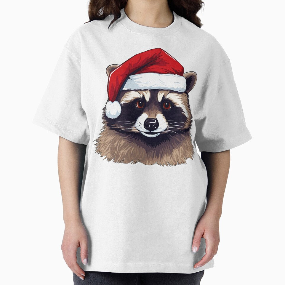 Adorable Christmas Raccoon donning a Santa Claus hat by MOA-trends