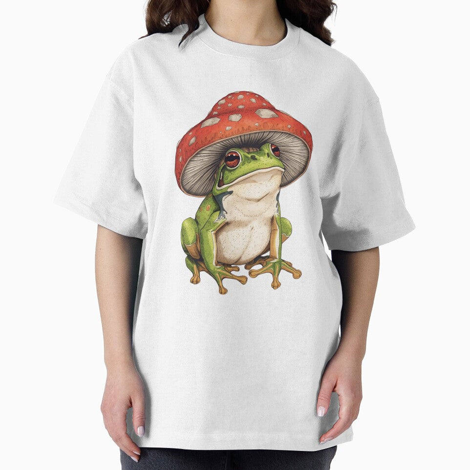 Cute Frog with Mushroom Hat – Cute Cottagecore Frog Design by Kayshies8120