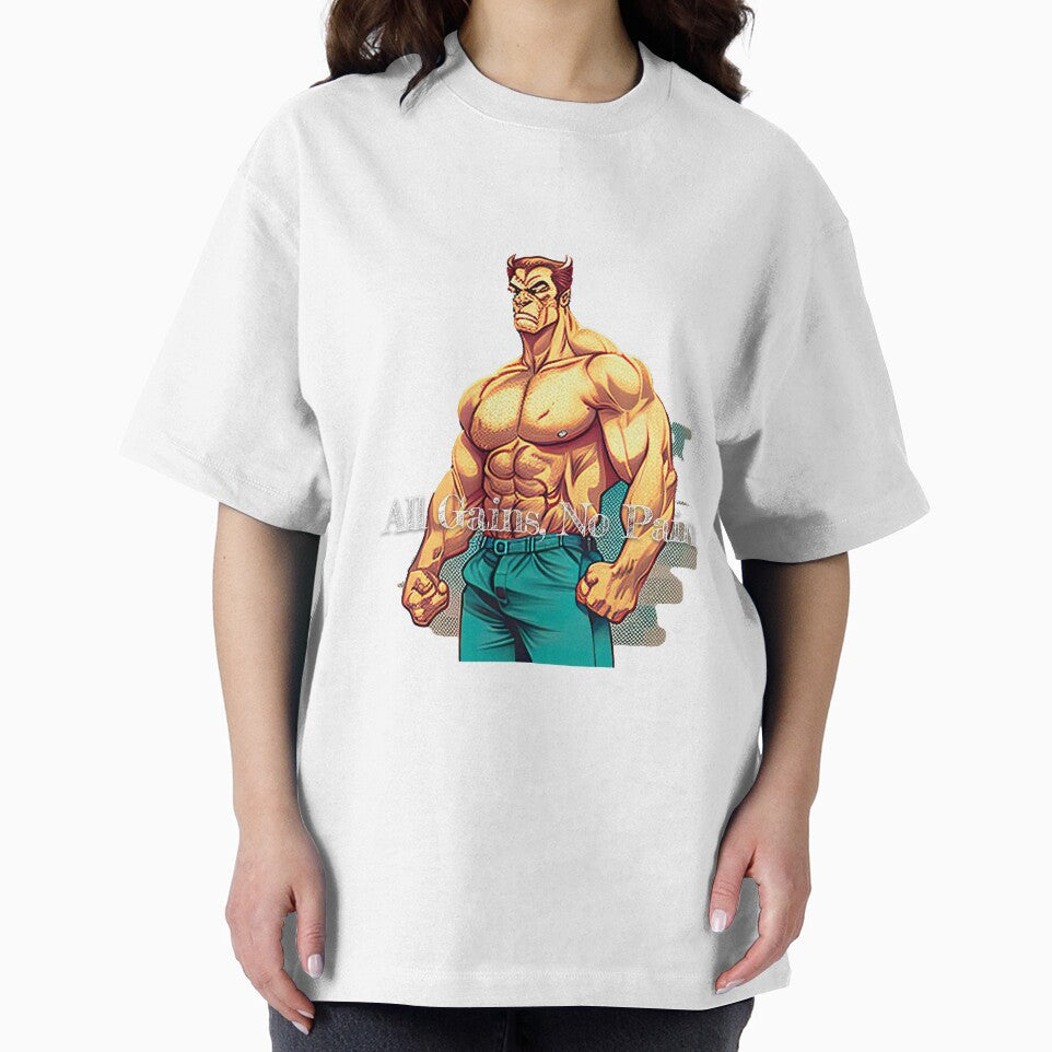 All Gains, No PainDesignBodybuilding Fitness Gym Workout Exercise Merch Print Design by tengamerx