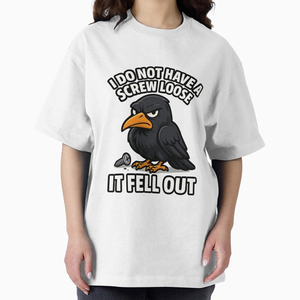 Grumpy Cartoon Crow – Funny Screw Loose Sarcasm Design by DailyDrivesct