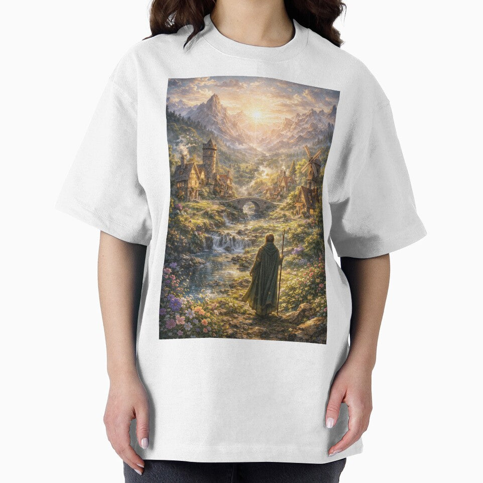 Enchanted Mountain Village – Fantasy Landscape Sunrise by DrizzyV