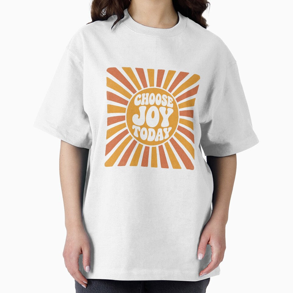 Choose Joy Today retro sunburst 70s affirmation wellness gift by language-des