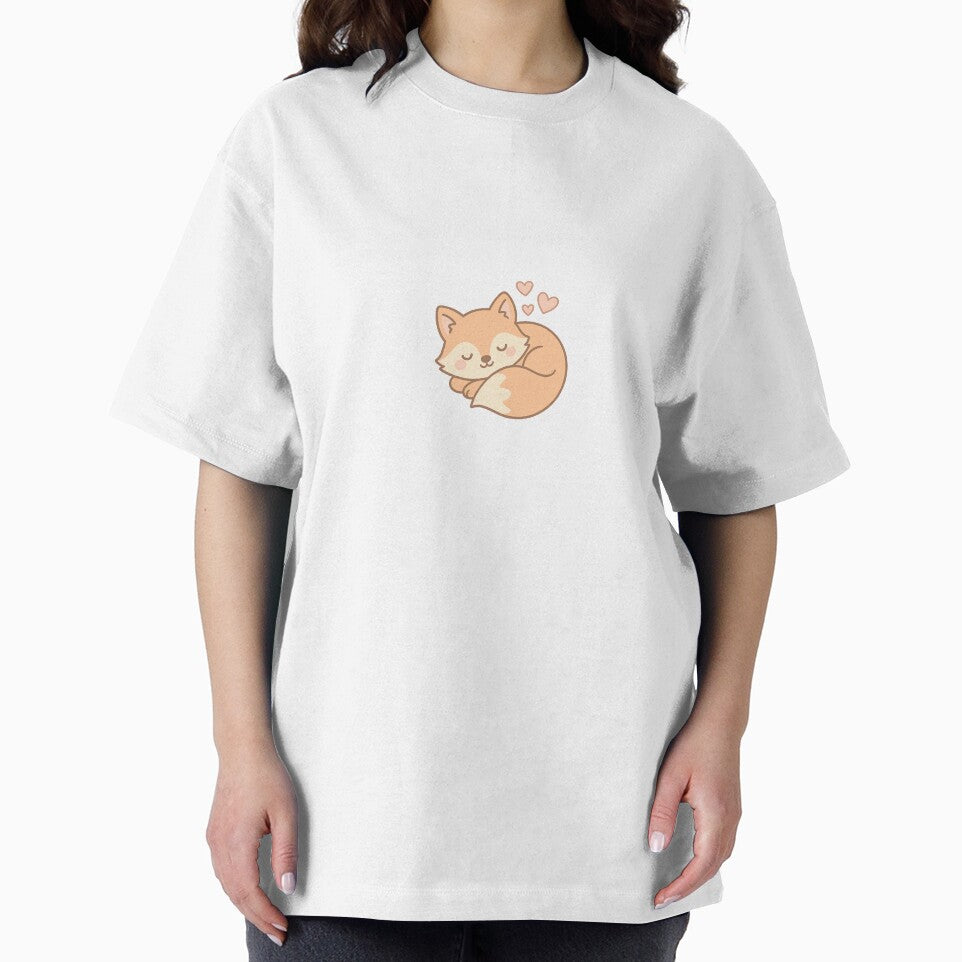 Sleeping fox with hearts – Kawaii animal stickers by ClipVictuumArts