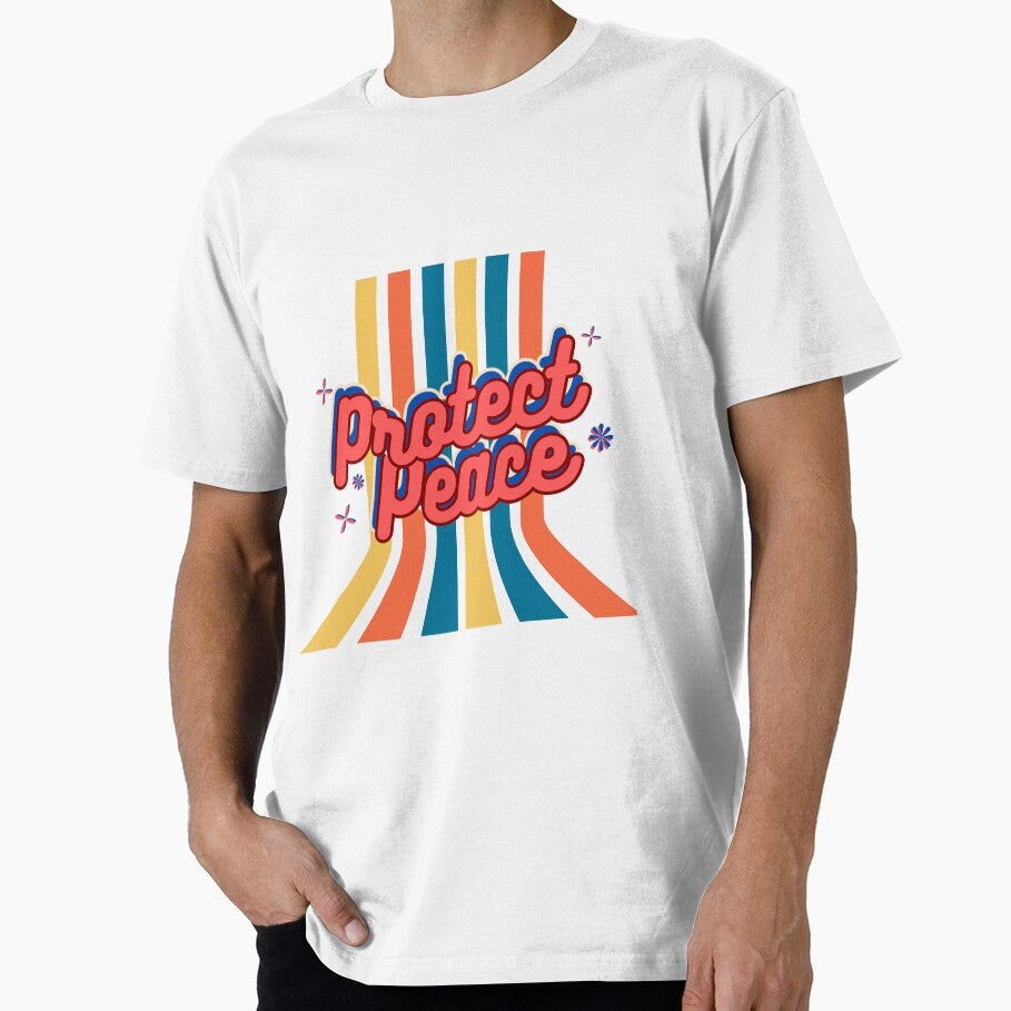 Protect Peace groovy typography statement - 70s Retro Hippie by print-et-al