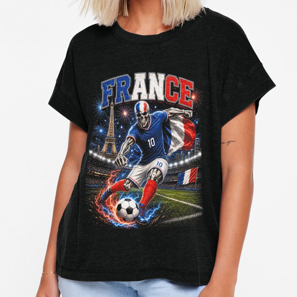 France Soccer Skeleton Retro Collage by OceanBandwear
