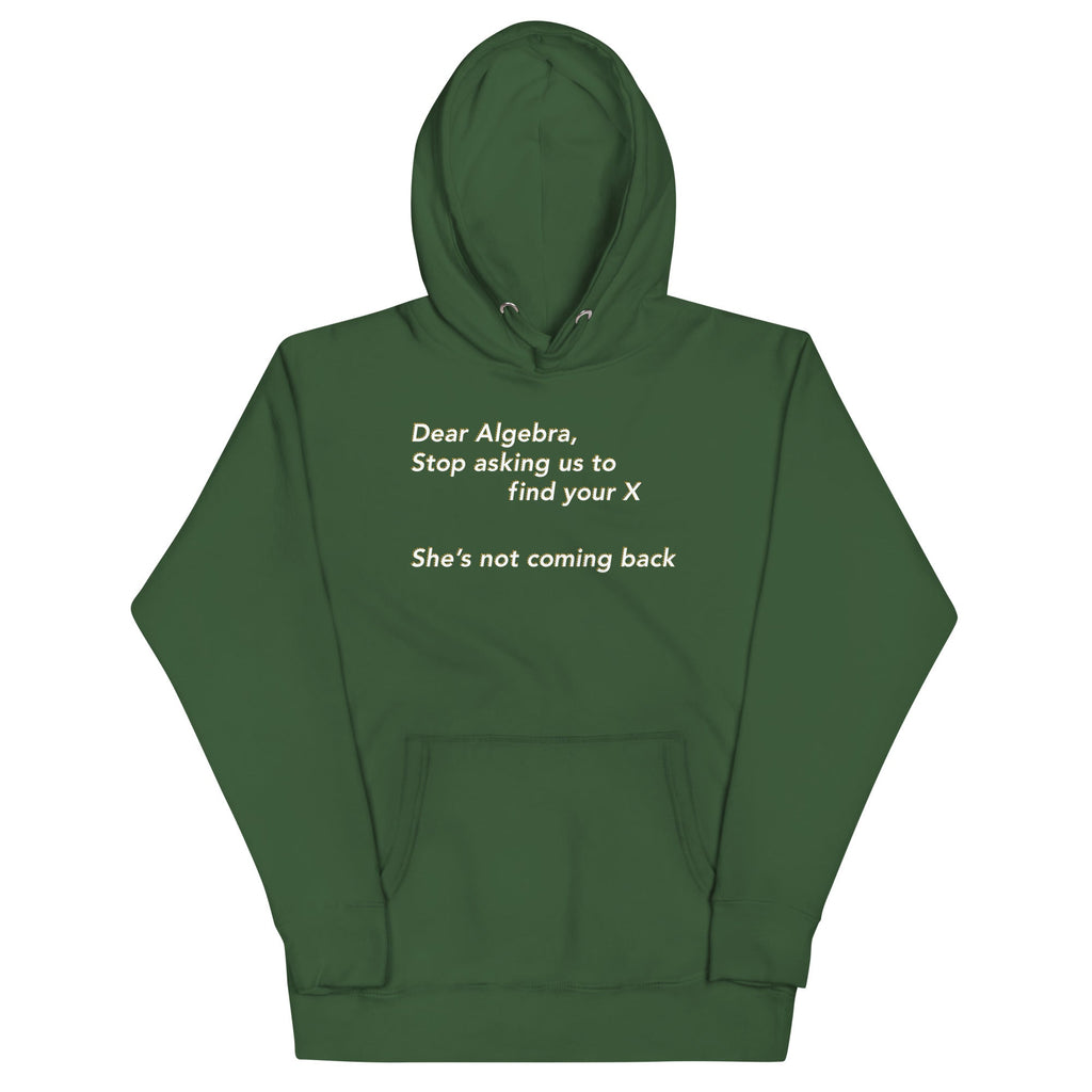 Dear Algebra, Stop Asking Us To Find Your X Unisex Hoodie