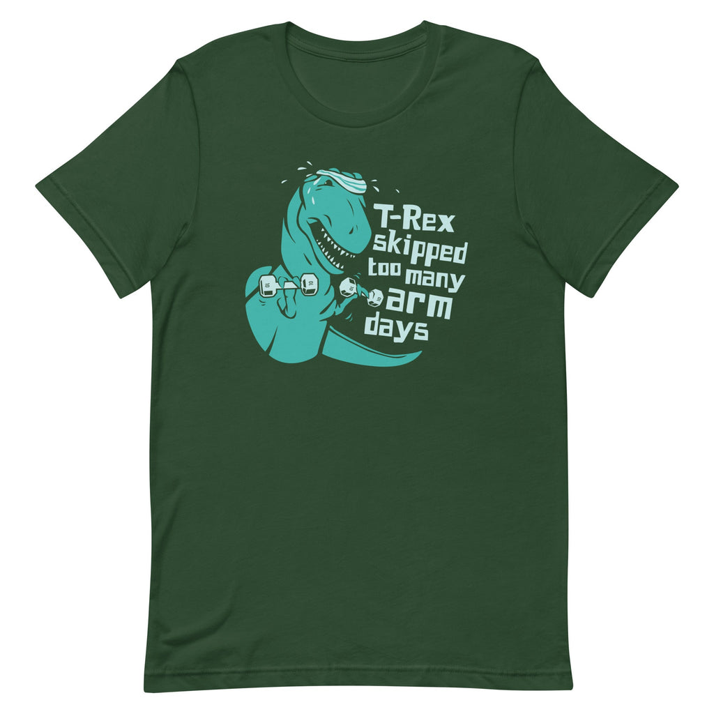 T-Rex Skipped Too Many Arm Days Men's Signature Tee