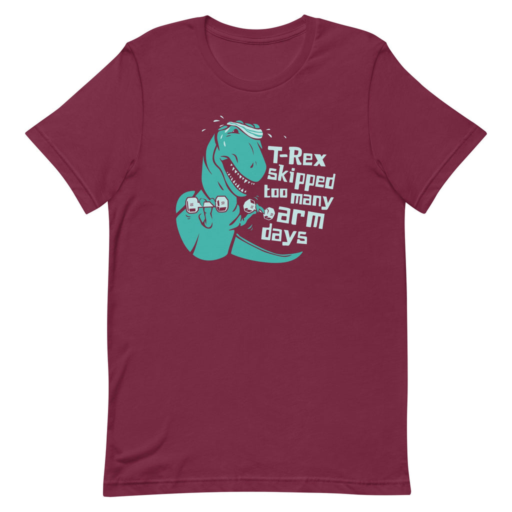 T-Rex Skipped Too Many Arm Days Men's Signature Tee