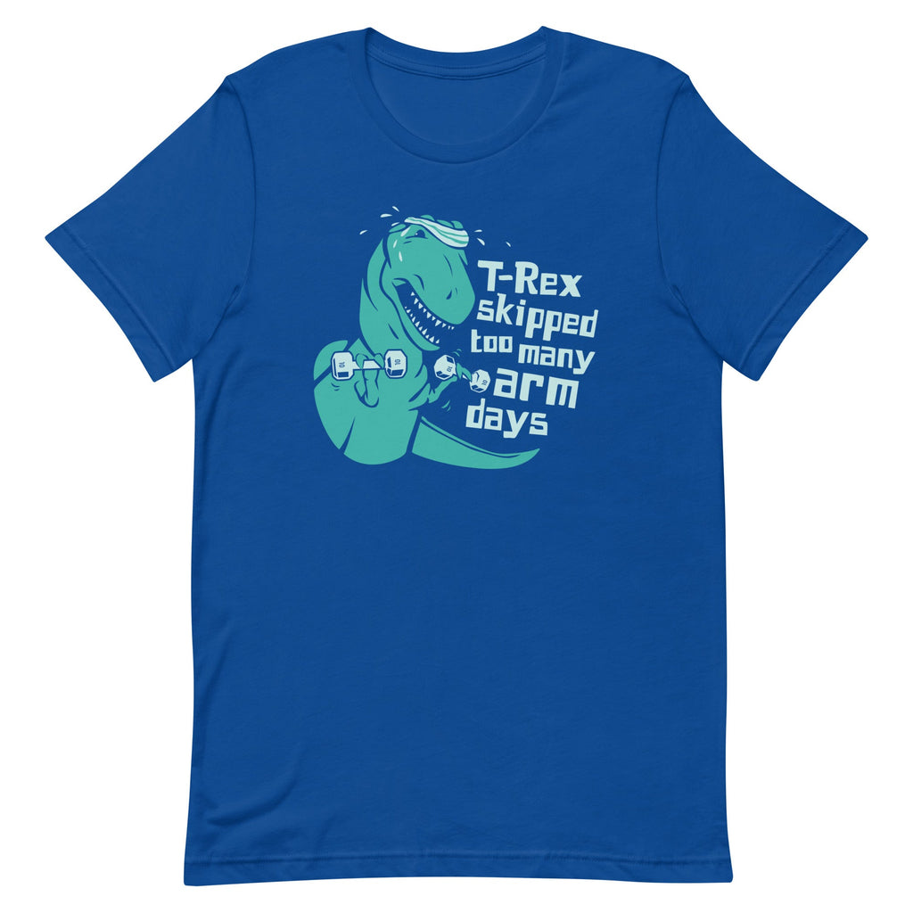 T-Rex Skipped Too Many Arm Days Men's Signature Tee