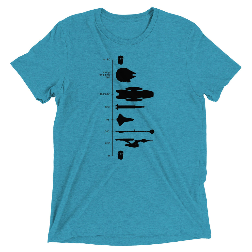 Space Ship Timeline Men's Tri-Blend Tee