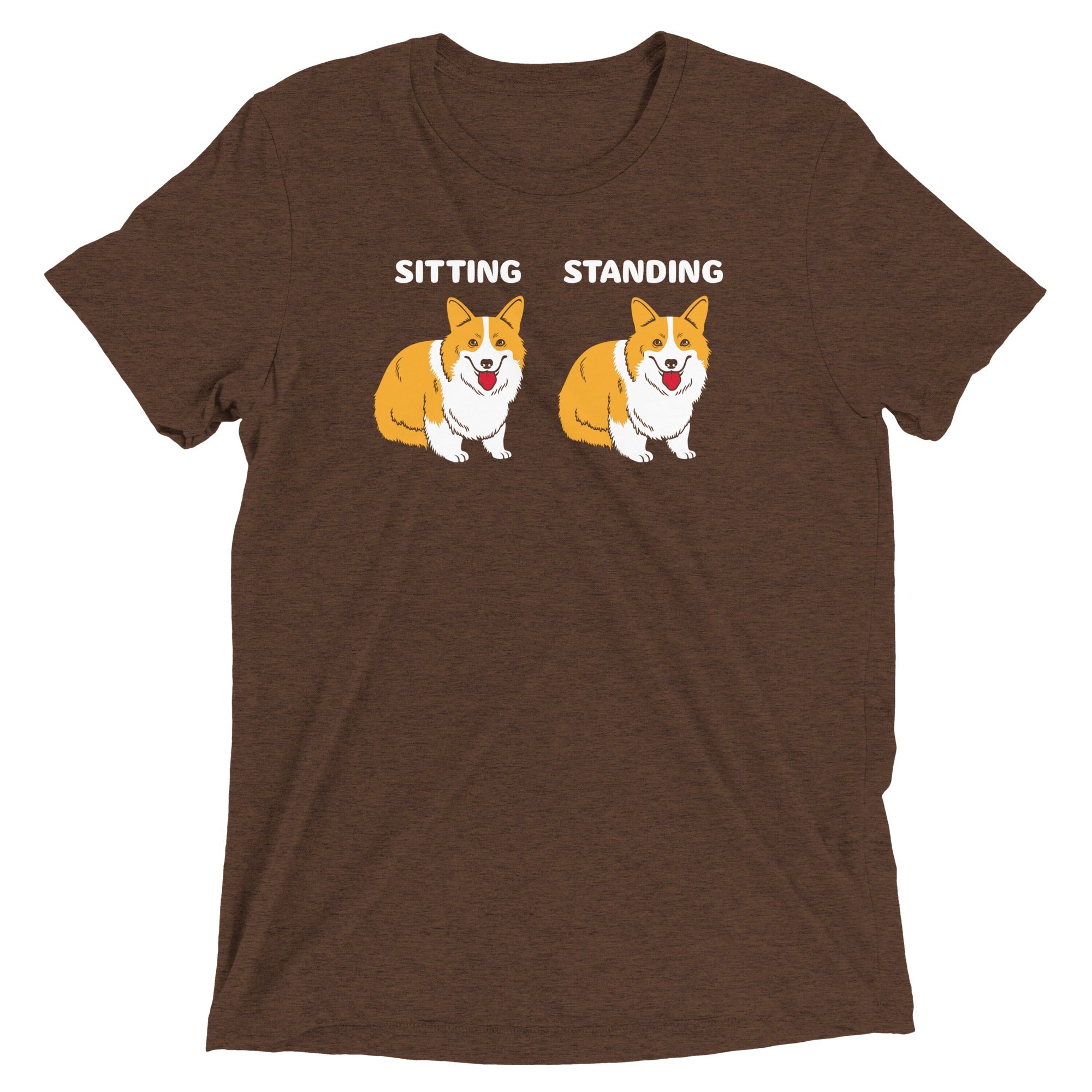 Corgi Sitting And Standing Men's Tri-Blend Tee
