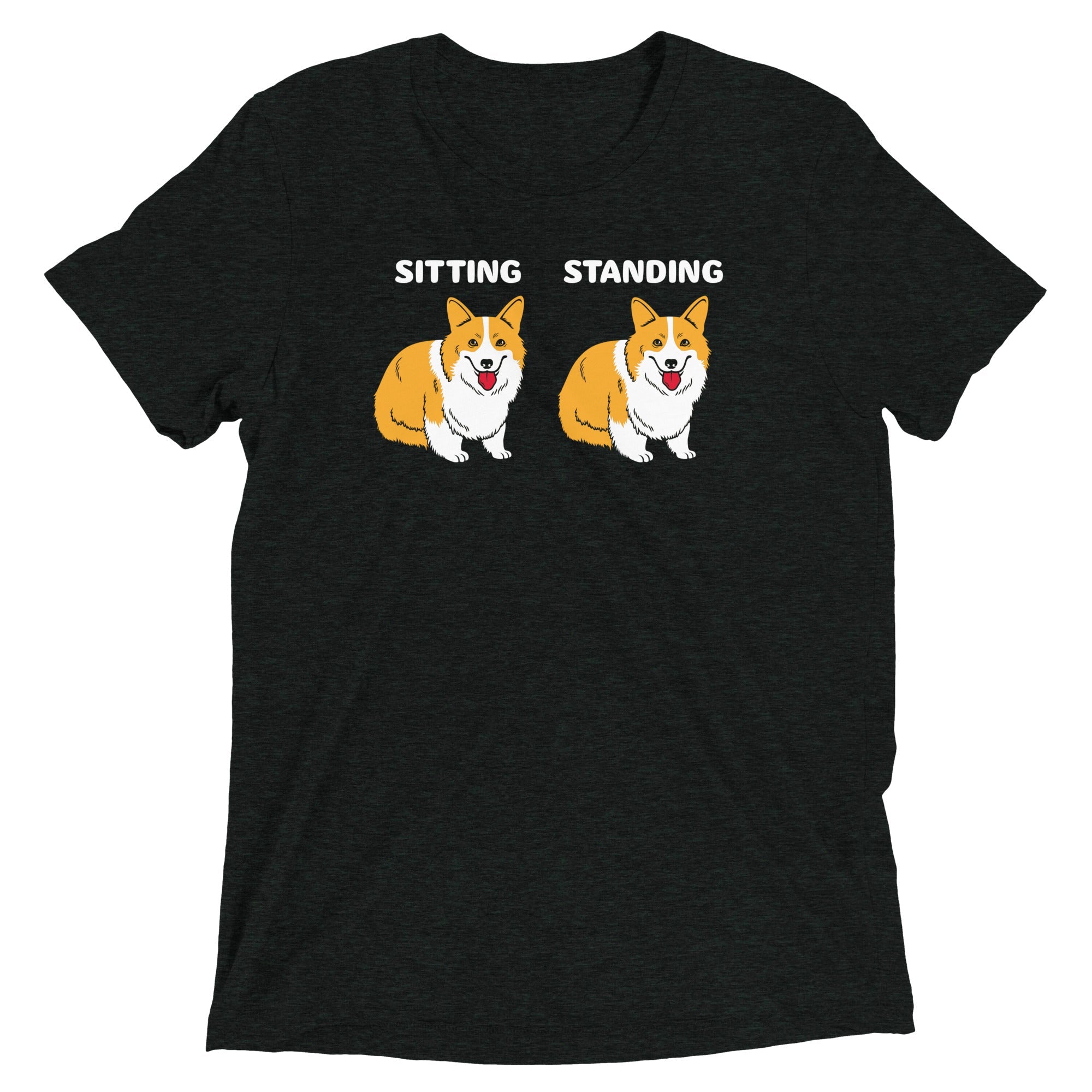 Corgi Sitting And Standing Men's Tri-Blend Tee