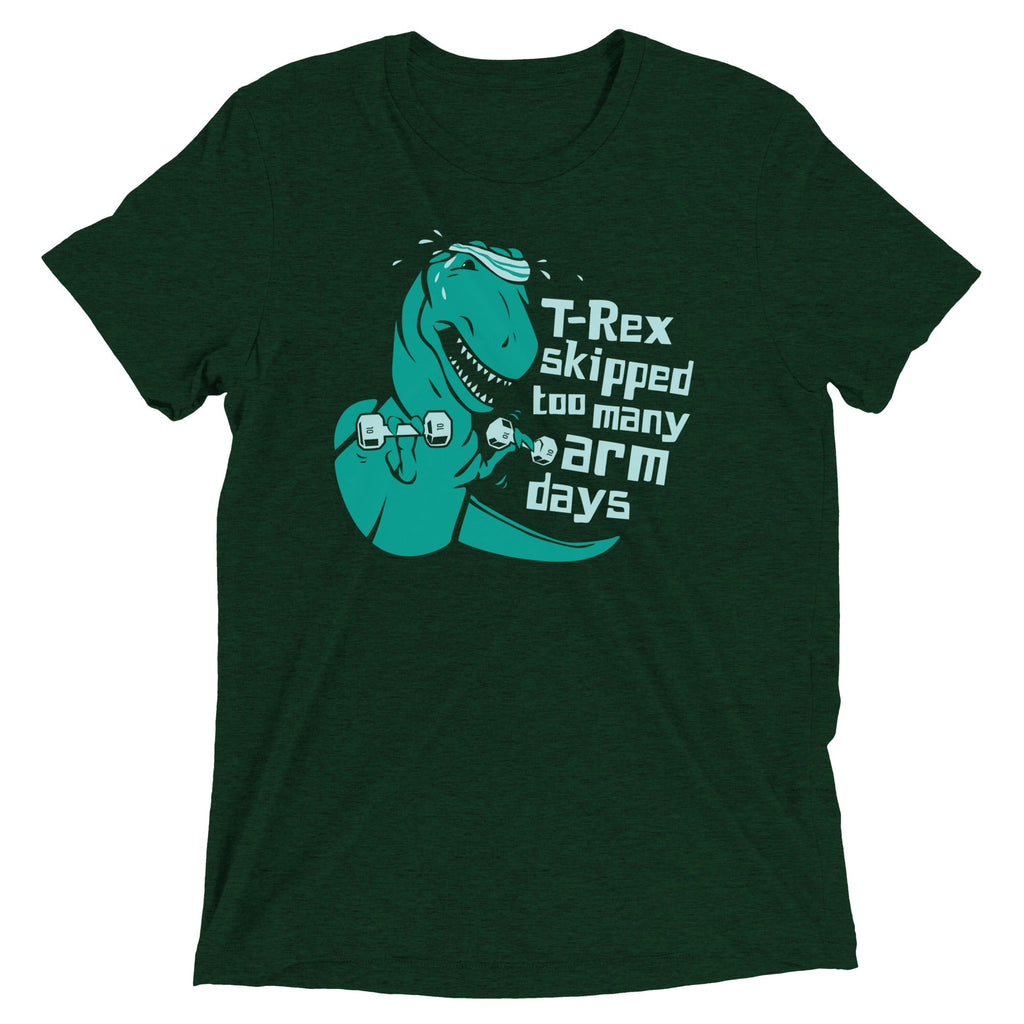 T-Rex Skipped Too Many Arm Days Men's Tri-Blend Tee