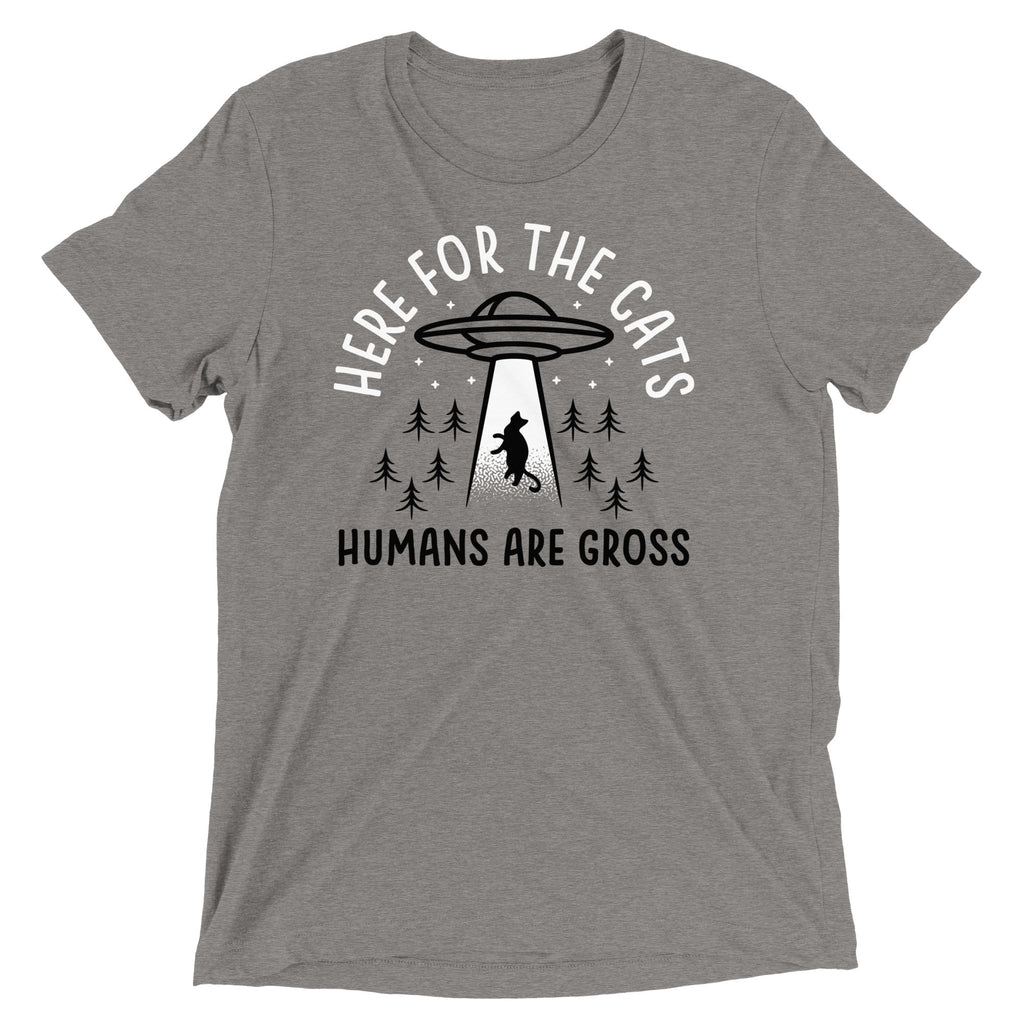Here For The Cats, Humans Are Gross Men's Tri-Blend Tee