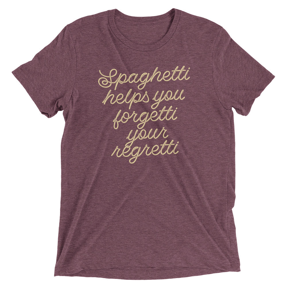 Spaghetti Helps You Forgetti Your Regretti Men's Tri-Blend Tee