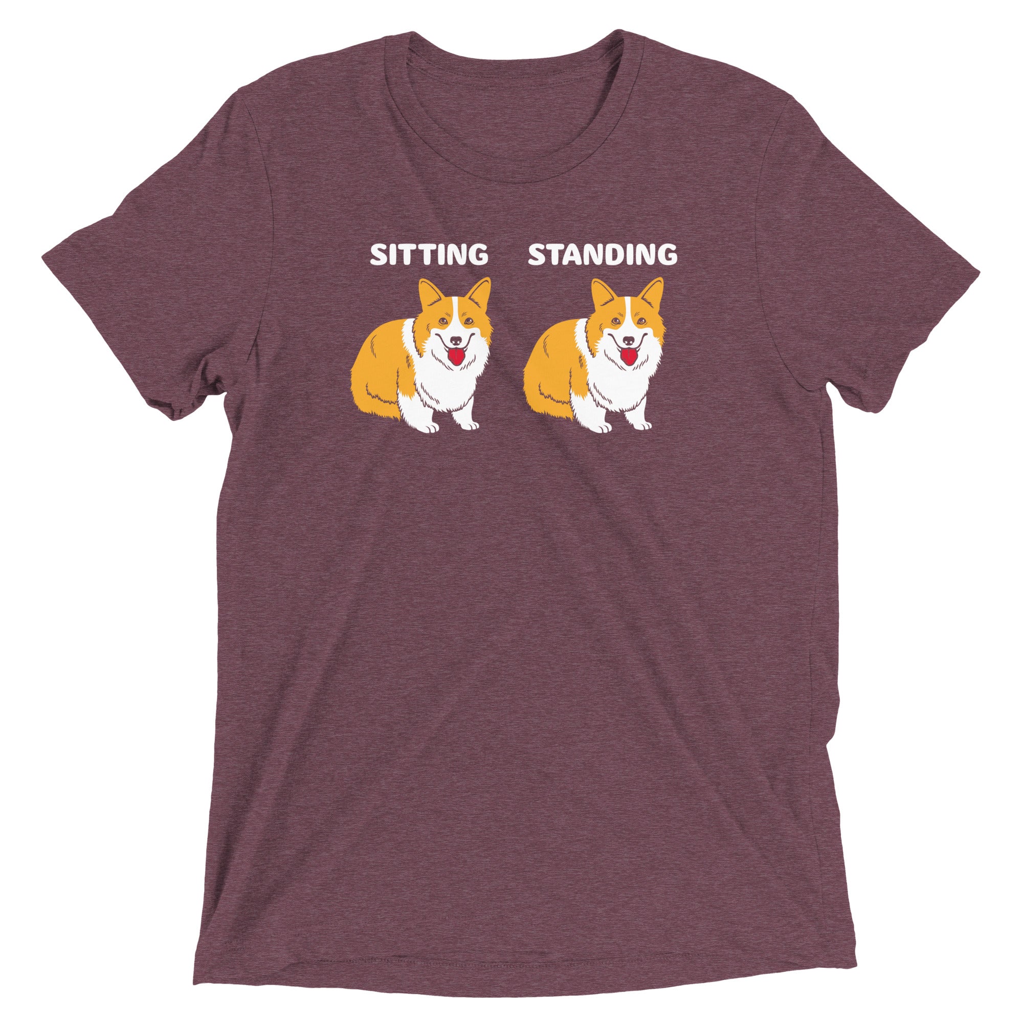 Corgi Sitting And Standing Men's Tri-Blend Tee