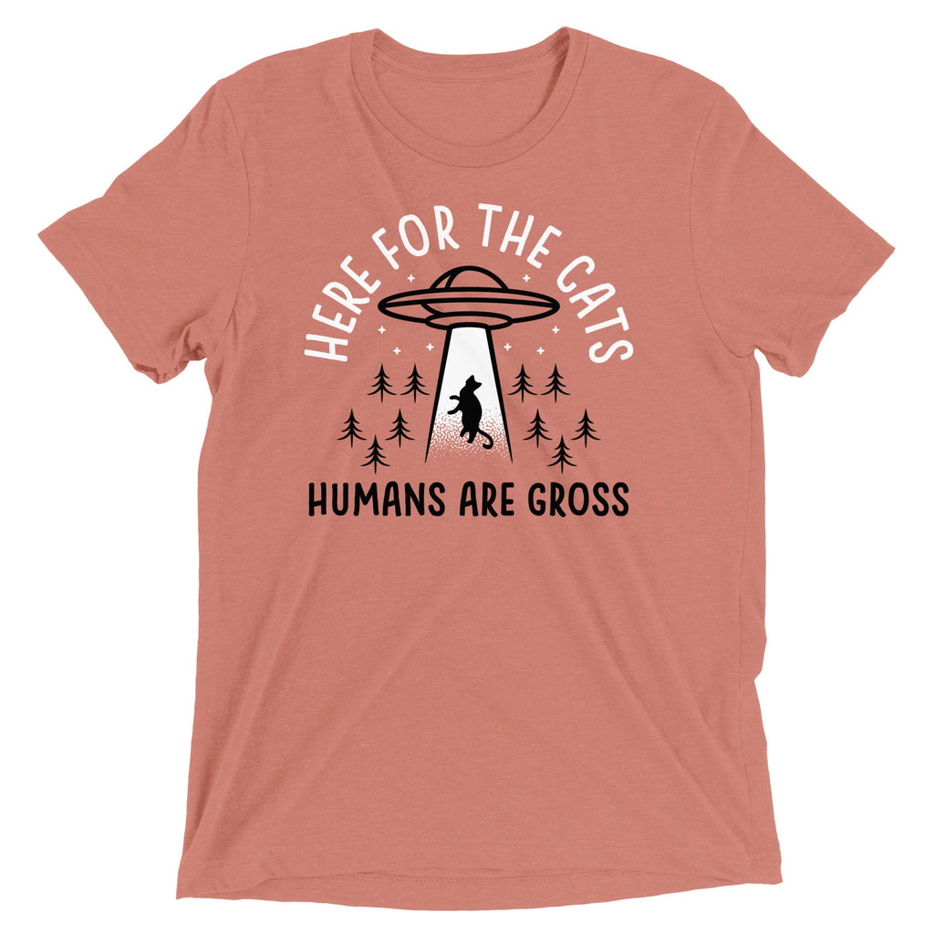 Here For The Cats, Humans Are Gross Men's Tri-Blend Tee