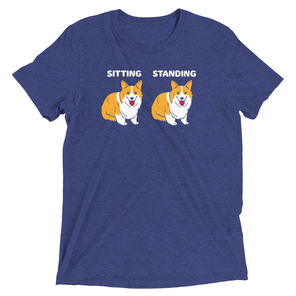 Corgi Sitting And Standing Men's Tri-Blend Tee