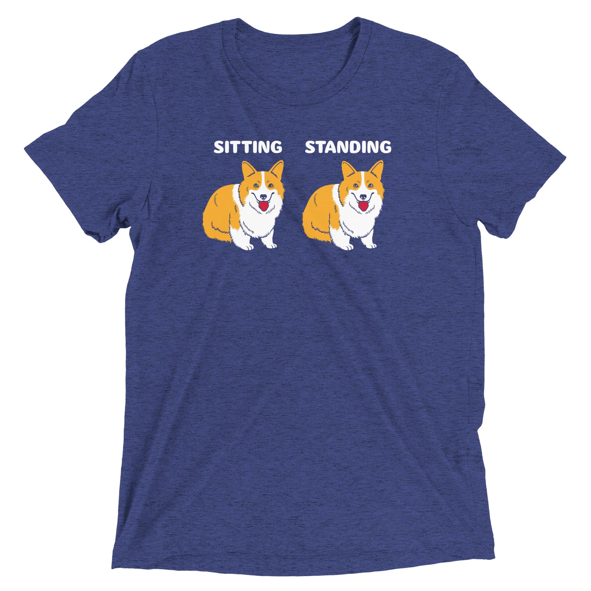 Corgi Sitting And Standing Men's Tri-Blend Tee