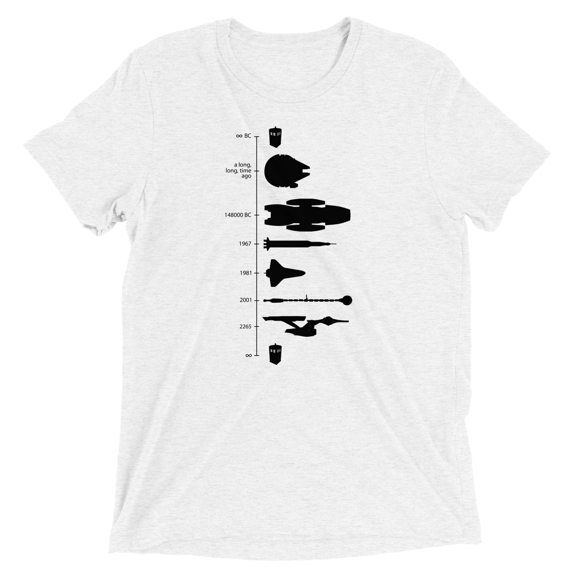 Space Ship Timeline Men's Tri-Blend Tee