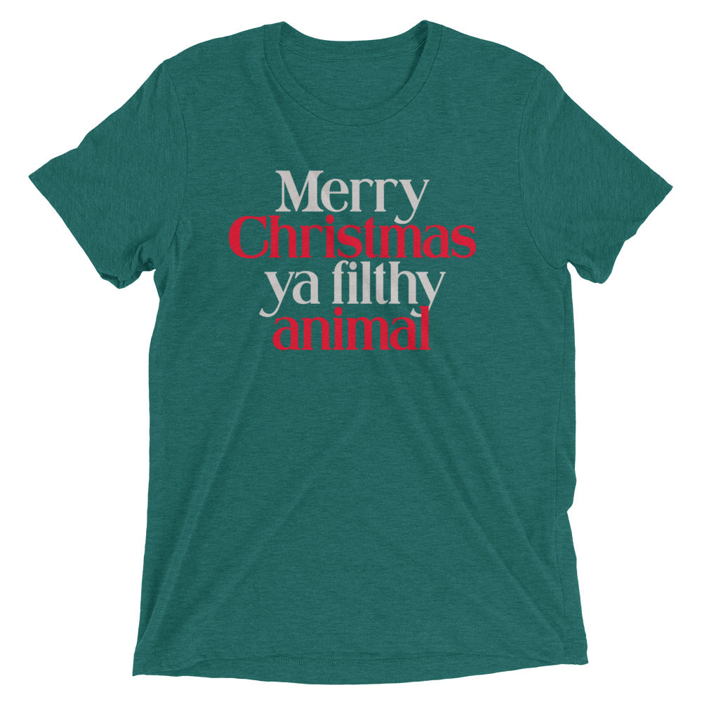 Merry Christmas Ya Filthy Animal Men's Tri-Blend Tee