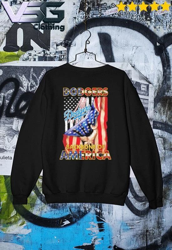 Los Angeles Dodgers Backbone Of America Flag T-Shirt