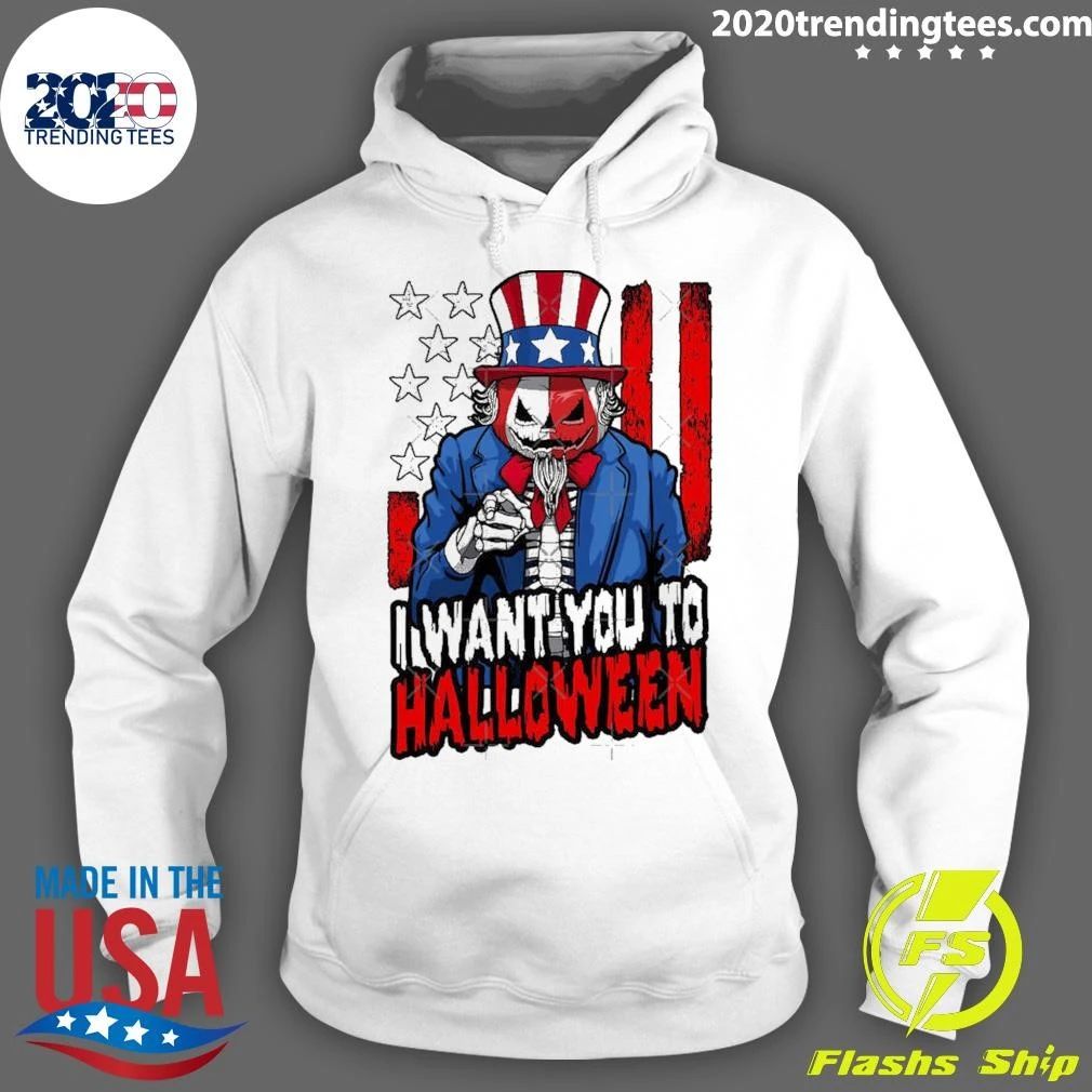 Patriotic Zombie Uncle Sam Pumpkin USA I Want You To Halloween Shirt