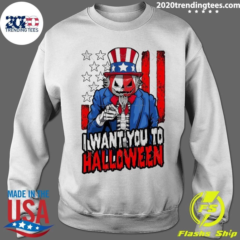 Patriotic Zombie Uncle Sam Pumpkin USA I Want You To Halloween Shirt