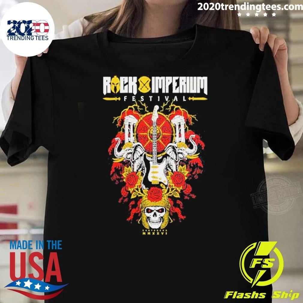 Rock Imperium 2026 Festival Merch Skull Roses Line Shirt