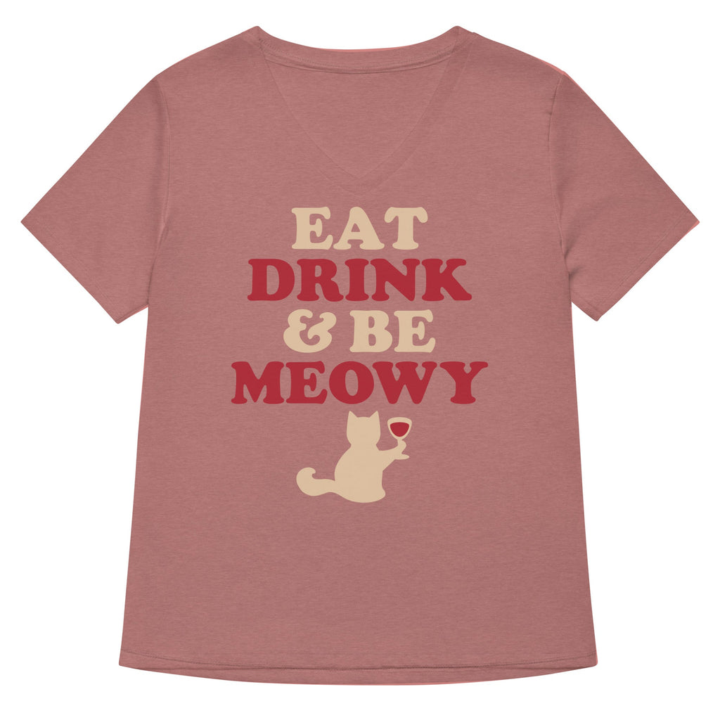 Eat Drink & Be Meowy Women's V-Neck Tee