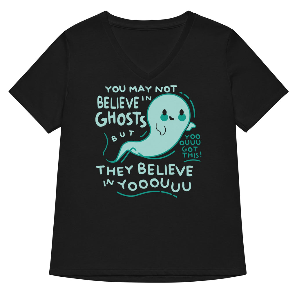 You May Not Believe In Ghosts Women's V-Neck Tee