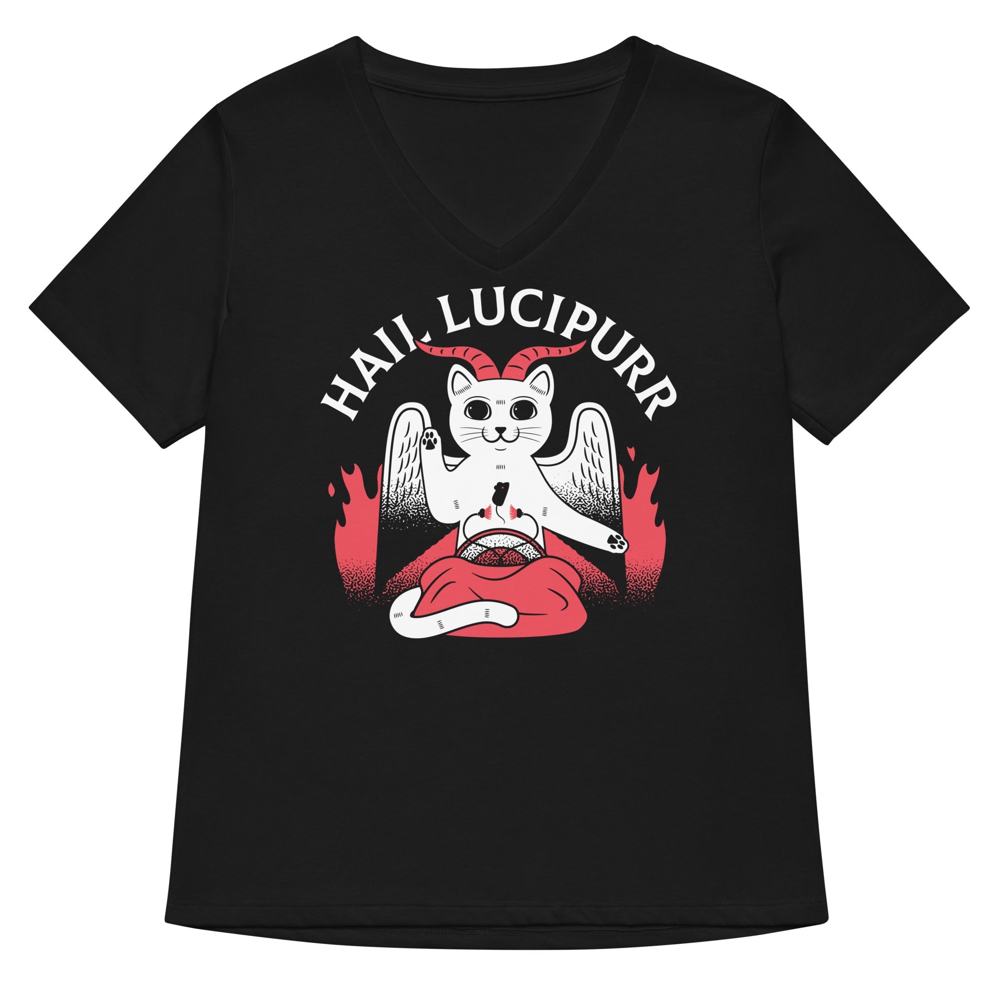 Hail Lucipurr Women's V-Neck Tee