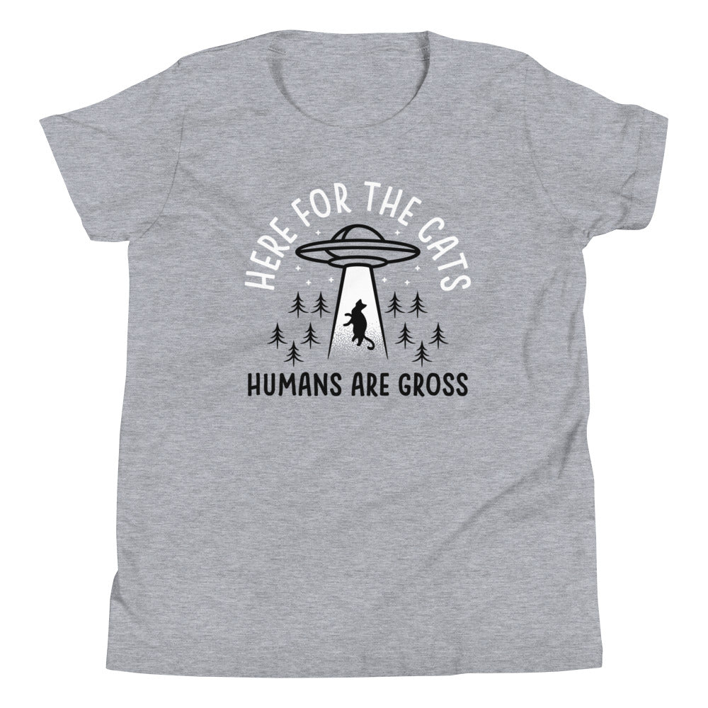 Here For The Cats, Humans Are Gross Kid's Youth Tee