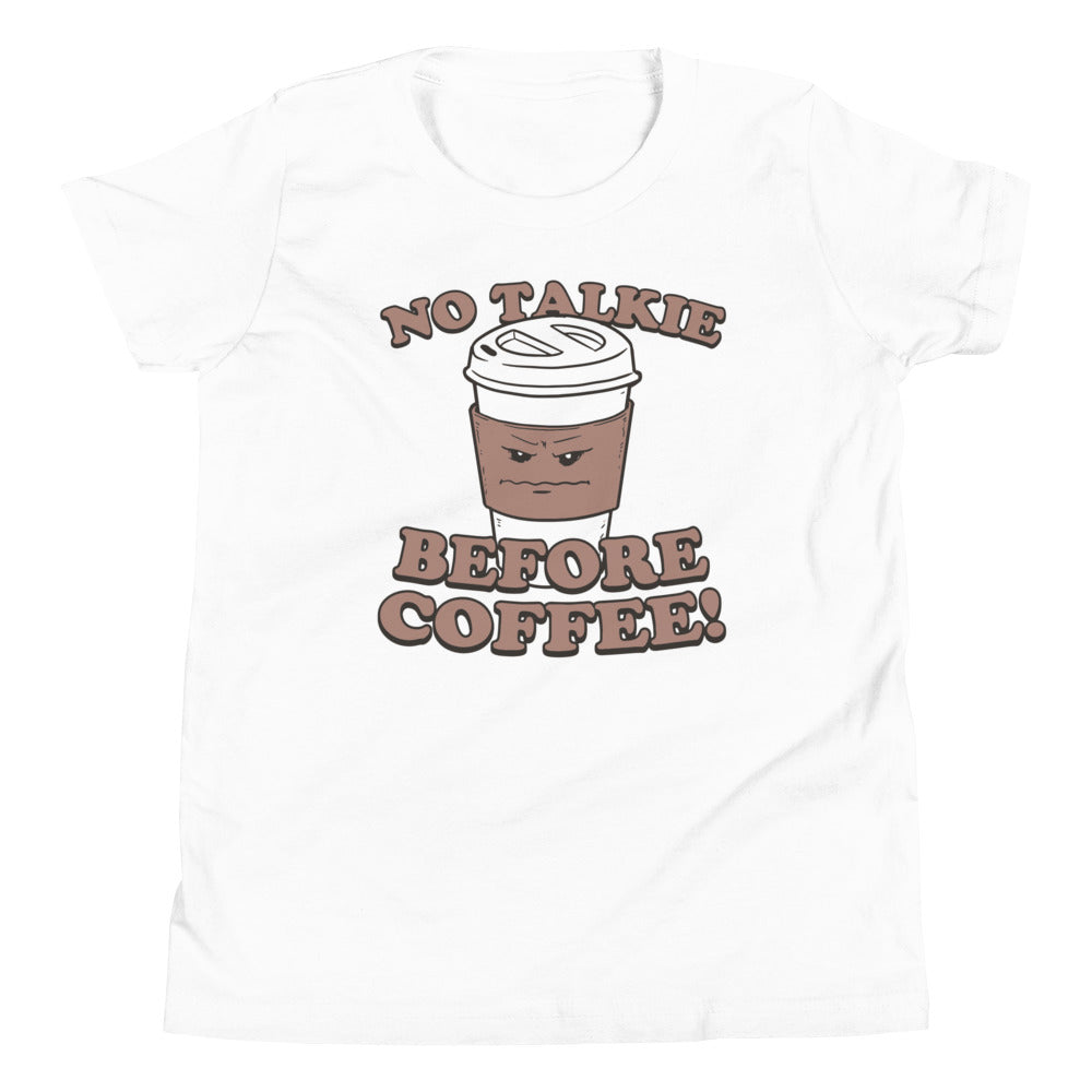 No Talkie Before Coffee! Kid's Youth Tee